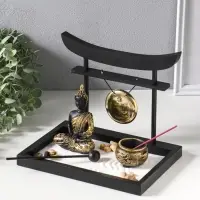 Сад Дзен "Будда у гонга" песок+камни+аромапалочки+свеча 16х22х19 см