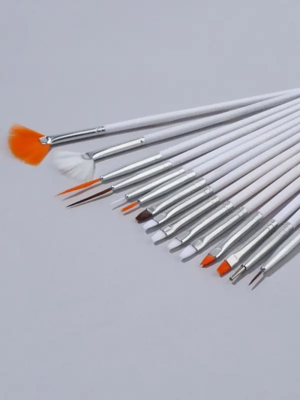 Набор кистей для наращивания и дизайна ногтей, 15 шт., белый