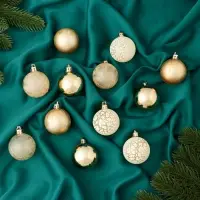 Ёлочные игрушки &laquo;Морозный день&raquo;, шары новогодние, набор 12 шт., d=5 см, МИКС