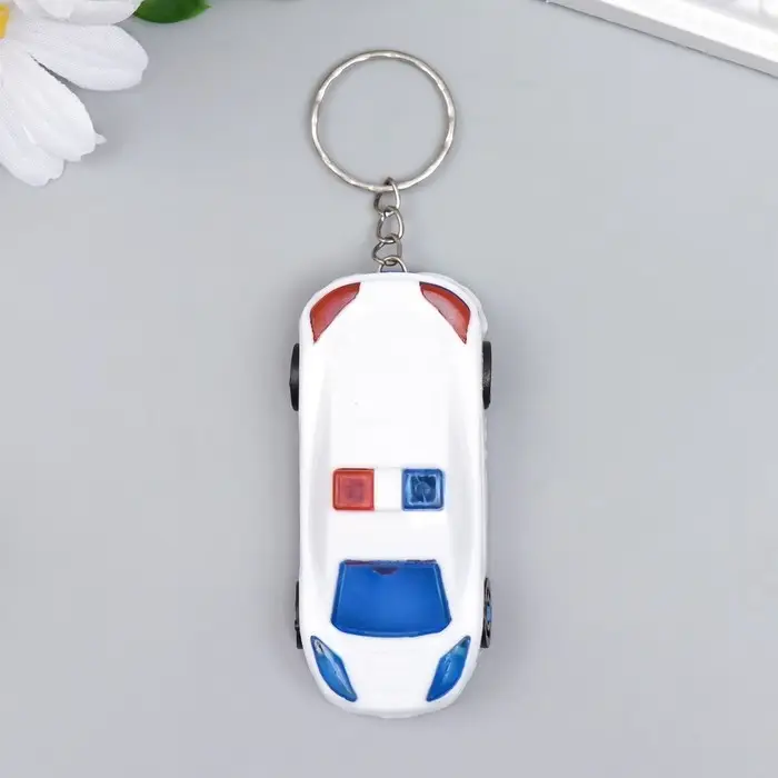 Фонарик брелок для ключей на кольце «Машина ГАИ», 3×6.5 см, МИКС Фонарик брелок для ключей на кольце «Машина ГАИ», 3×6.5 см, МИКС