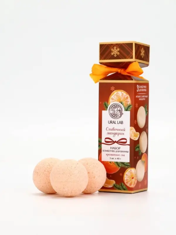 Бомбочки для ванны с ароматом мандарина, 3×40 г, URAL LAB Бомбочки для ванны с ароматом мандарина, 3×40 г, URAL LAB