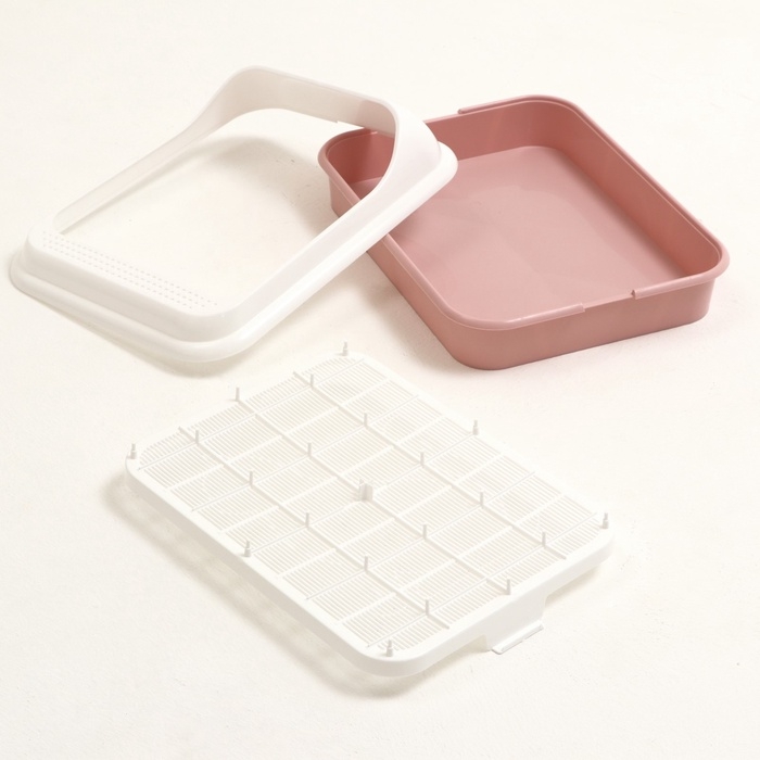 Туалет  Туалет "Лекси" для кошек, с решёткой и совком 45 х 36 х 15 см, розовый