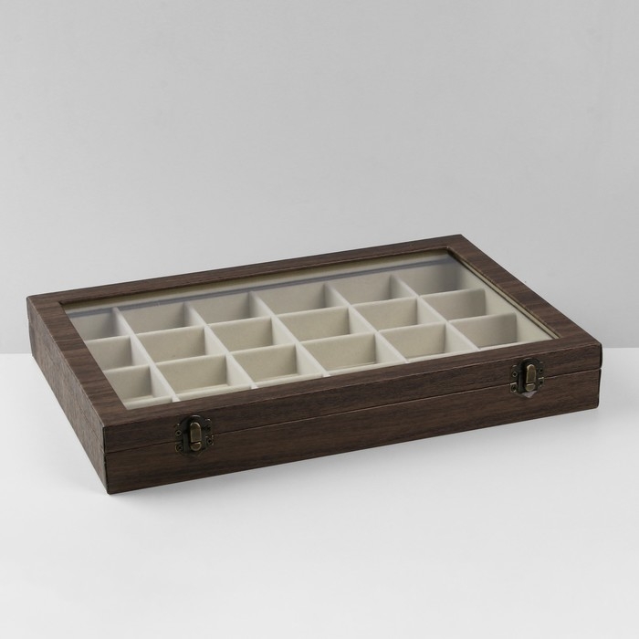 Подставка для украшений «Шкатулка дерево» 24 ячейки, 35,2×24×5 см, цвет бежевый в дереве Подставка для украшений «Шкатулка дерево» 24 ячейки, 35,2×24×5 см, цвет бежевый в дереве