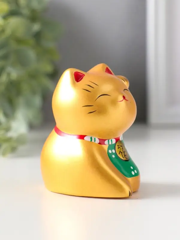 Сувенир керамика "Котик Манэки-нэко золотой" 5,3х7,3х6 см