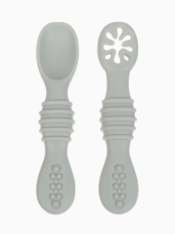 Ложка детская для прикорма, силикон, набор 2 шт., серый M&B