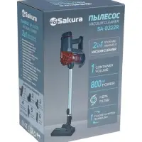 Пылесос Sakura SA-8322R, вертикальный, 800 Вт, 1 л, 79 дБ, шнур 4 м, 4 насадки, красный, серый
