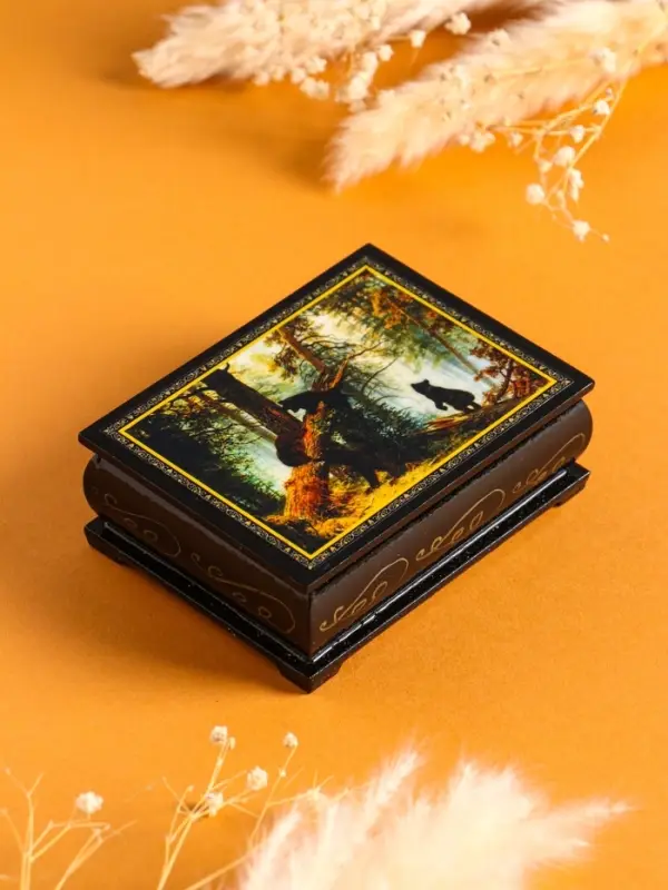 Шкатулка для украшений &laquo;Мишки&raquo;, 7.5&times;10 см, лаковая миниатюра