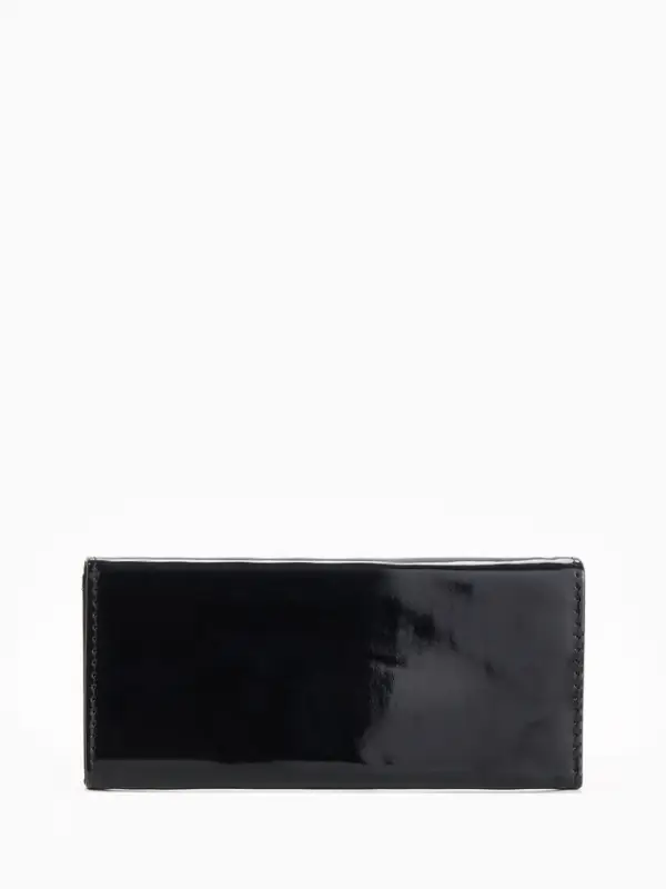 Кошелёк женский на магните, 19.5&times;2.5&times;9 см, лаковый, чёрный