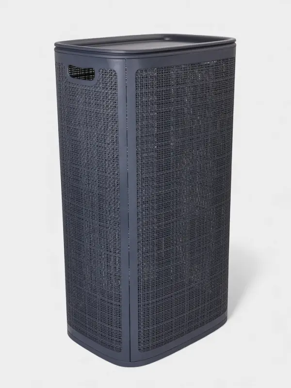 Плетёная корзина для белья с крышкой Плетёная корзина для белья с крышкой "Лён" 100л 43×32×80см, цвет графит