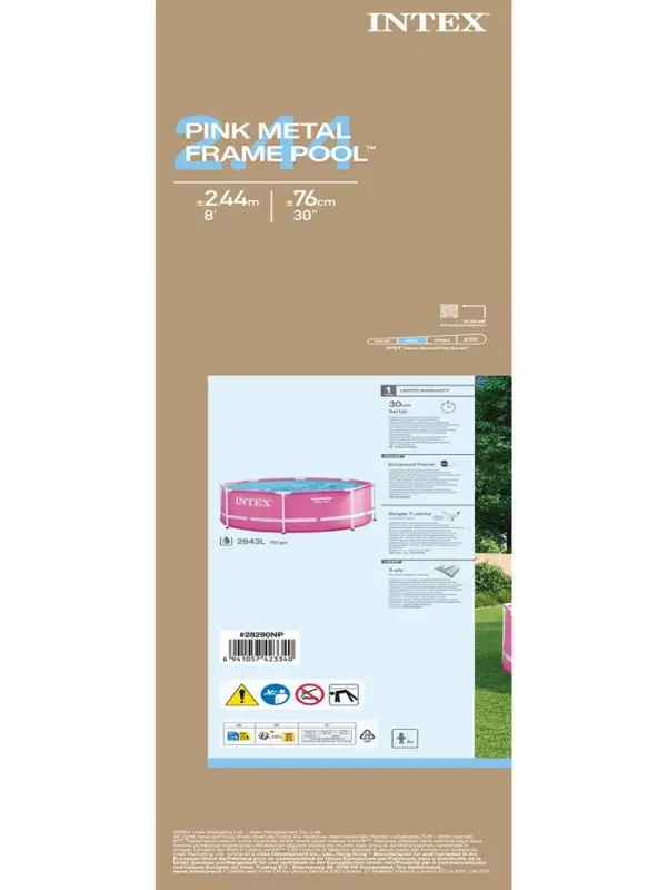Бассейн каркасный Pink Frame Pool, 244&times;76 см, розовый, круглый, 28290NP INTEX