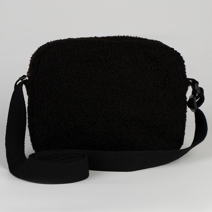 Плюшевая сумка тедди кросс-боди, чёрная Плюшевая сумка тедди кросс-боди, чёрная