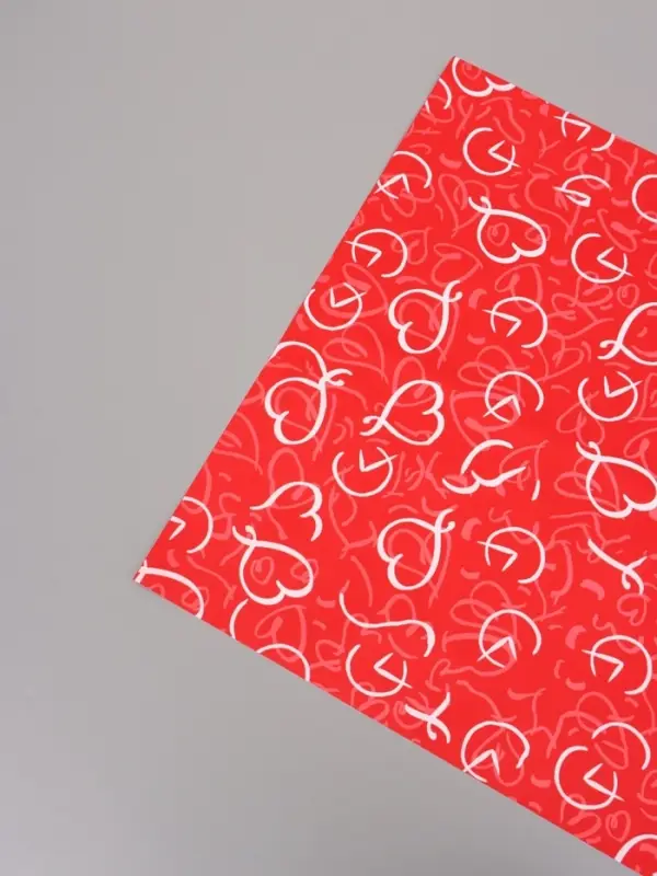 Пленка для цветов, "Сердца", красная, 57х57 см