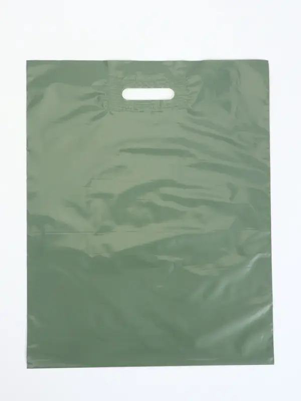 Пакет полиэтиленовый с вырубной ручкой, хаки 40х50 см, 60 мкм