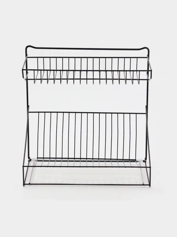 Посудосушитель настольный с поддоном, 38,5*38,5*24 см, цвет черный