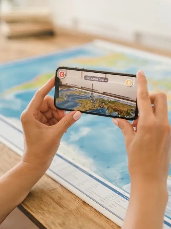 Карта Мира интерактивная, физическая, 101&times;66 см, 1:29 млн, ламинированная настенная