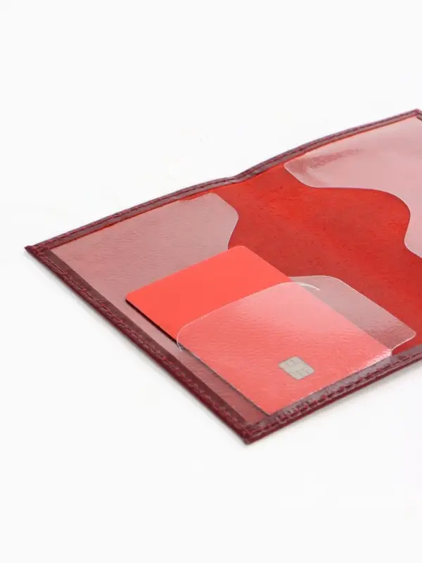 Обложка для паспорта, тиснение фольгой, гладкая, бордовая