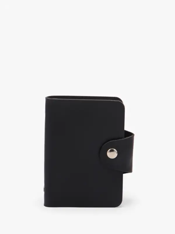 Визитница на кнопке, 12 карт, однотонная, чёрная