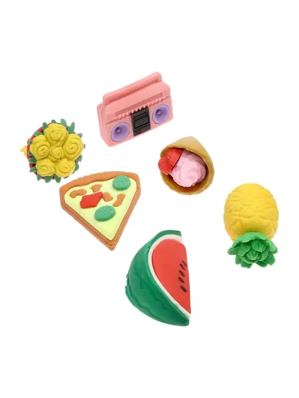 Ластики фигурные 6 штук, МИКС