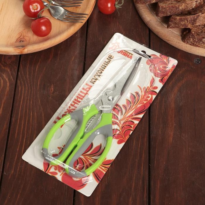 Ножницы кухонные Доляна «Драйв», 22 см, с открывалкой для бутылки, цвет МИКС Ножницы кухонные Доляна «Драйв», 22 см, с открывалкой для бутылки, цвет МИКС