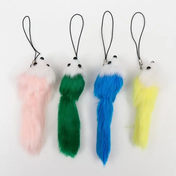 Пушистик на подвеске "Мышонок цветной с белой мордочкой" МИКС 12х3,5х3,5 см