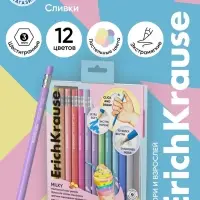 Карандаши механические 12 цветов ErichKrause Pastel Milky, шестигранные, 3 мм, с точилкой, в ПЭТ-боксе