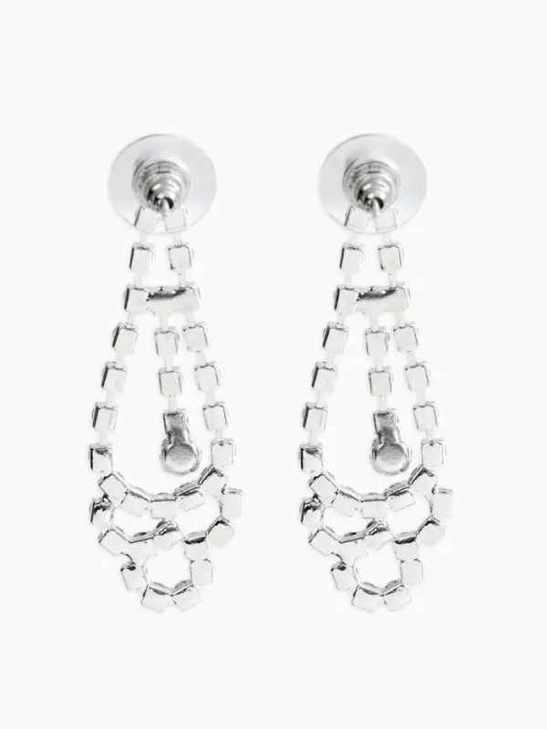 Набор 2 предмета: серьги, колье со стразами &laquo;Лёд. Паутина&raquo;, d=13.5 см, белый в серебре