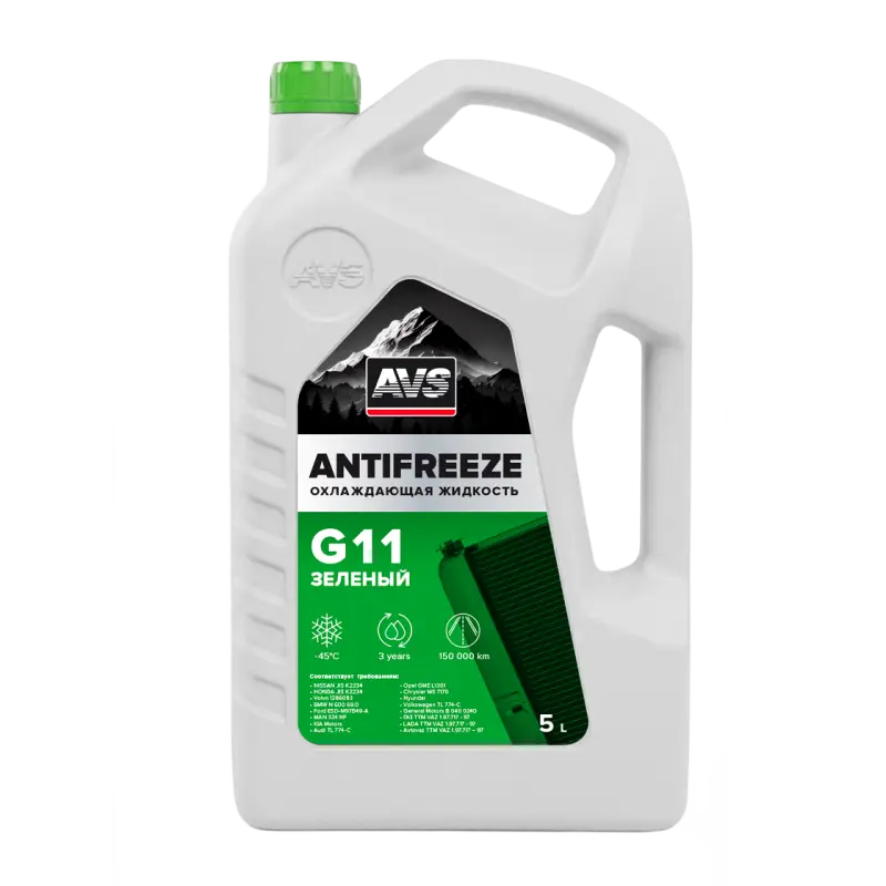 Охлаждающая жидкость Antifreeze G11 HOAT -40C, зеленый, 5 кг AVS AVK-519