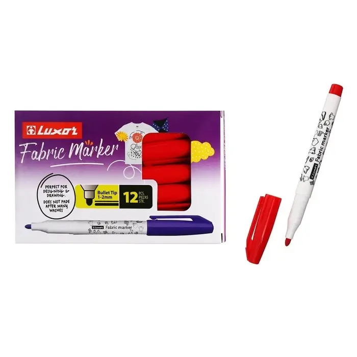 Маркер для ткани 1-2 мм Luxor  Маркер для ткани 1-2 мм Luxor "Fabric", пулевидный, красный