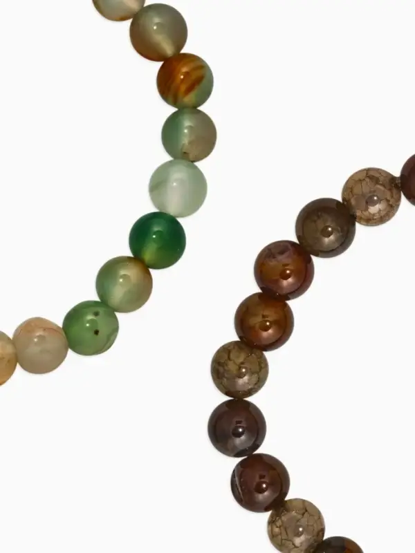 Набор браслетов 2 шт. &laquo;Раухтопаз и Агат&raquo;, d=6 см, шар №8, зелёный, разноцветный