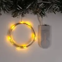 Гирлянда &laquo;Нить&raquo; 2 м роса, IP20, серебристая нить, 20 LED, свечение жёлтое, CR2032&times;2