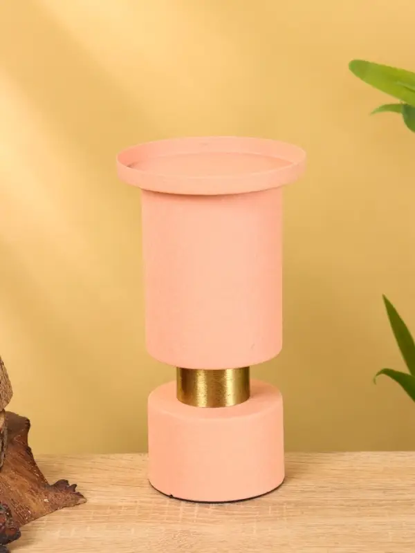 Подсвечник на 1 свечу текстурный "Пудровый" 10,5х10,5х19 см