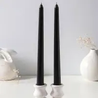 Набор свечей античных 25 см, 2 шт., 58 г, 7 ч, чёрный