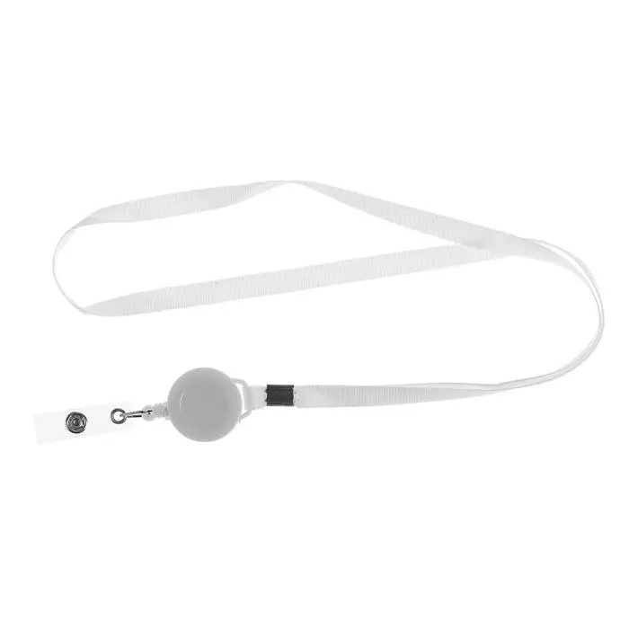 Лента для бейджа ширина-9мм, длина-85см с держателем-рулеткой 40см и петлей на кнопке, серая Лента для бейджа ширина-9мм, длина-85см с держателем-рулеткой 40см и петлей на кнопке, серая