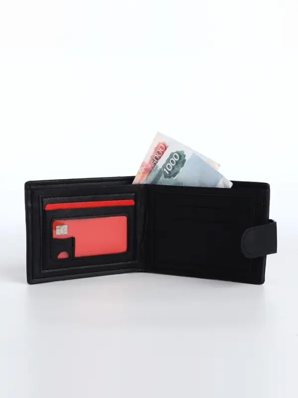 Портмоне мужское &laquo;Орёл&raquo;, на кнопке, отдел для карт, монет, чёрное