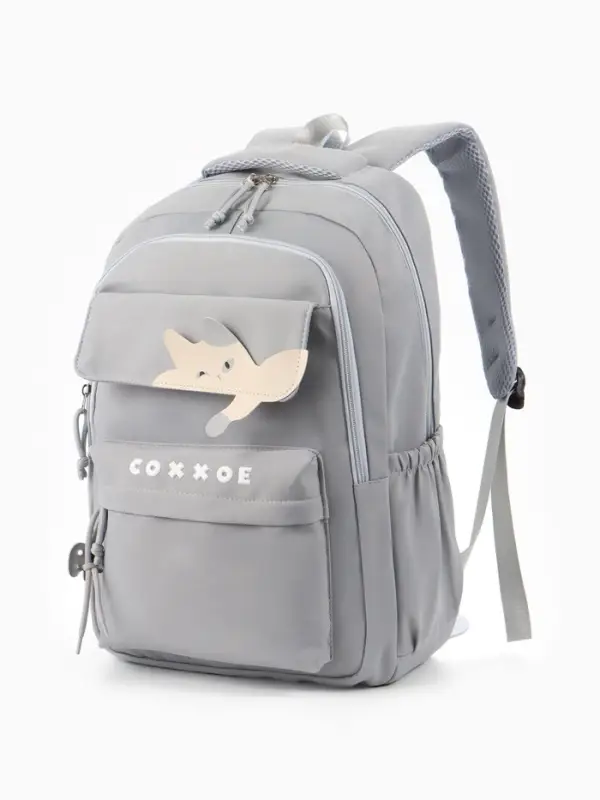 Рюкзак школьный, &laquo;Уставший кот&raquo;, 5 карманов, 2 отделения, 31&times;13.5&times;45 см, серый