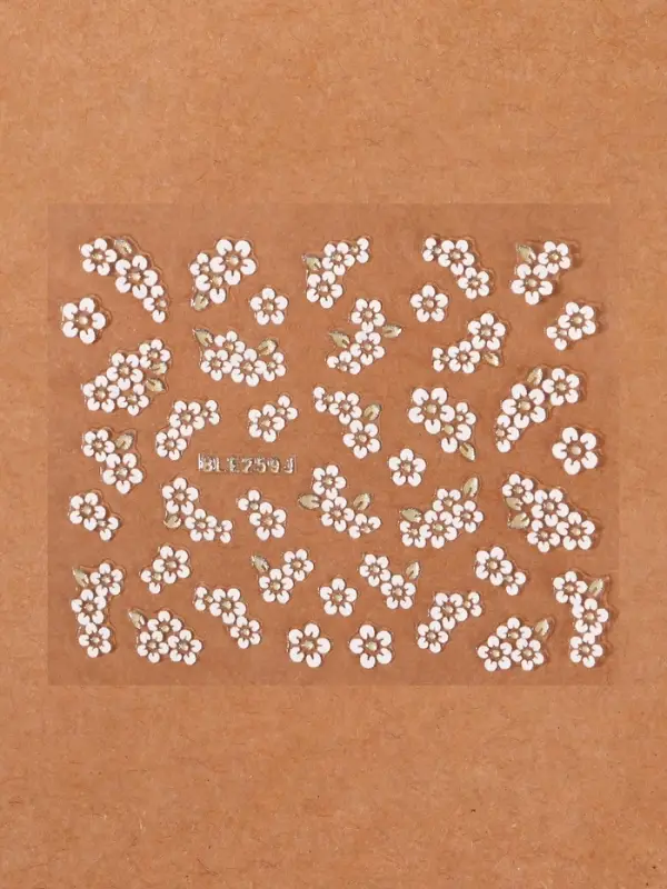 Наклейки для ногтей «Цветы», объёмные, фасовка 6 шт., цвет белый, серебристый Наклейки для ногтей «Цветы», объёмные, фасовка 6 шт., цвет белый, серебристый