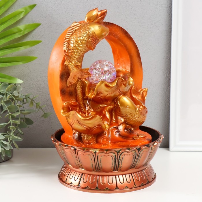 Фонтан настольный с подсветкой Фонтан настольный с подсветкой "Золотые карпы" 20х20х27 см