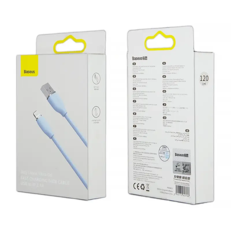 Кабель USB Lightning 1.2M 2.4A Jelly Liquid Silica Gel Fast Charging Baseus CAGD000003 голубой