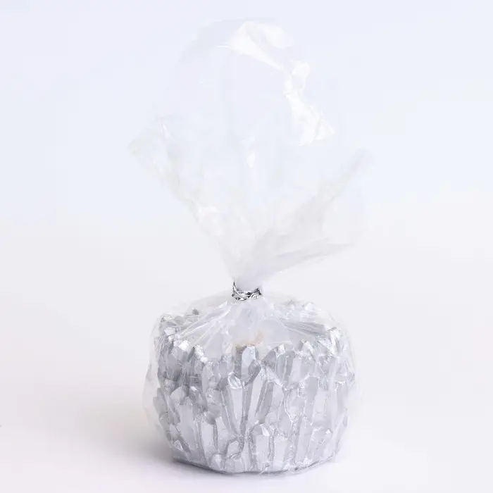 Свеча Свеча "Кристаллы" в подсвечнике из гипса,6х4см, серебро