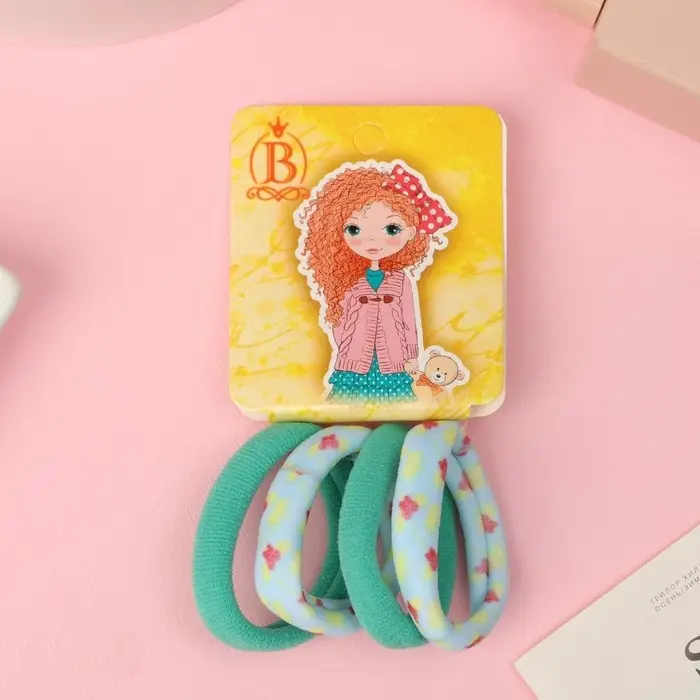 Резинка для волос  Резинка для волос "Куколка" (набор 4 шт) милая яркий принт, 4 см