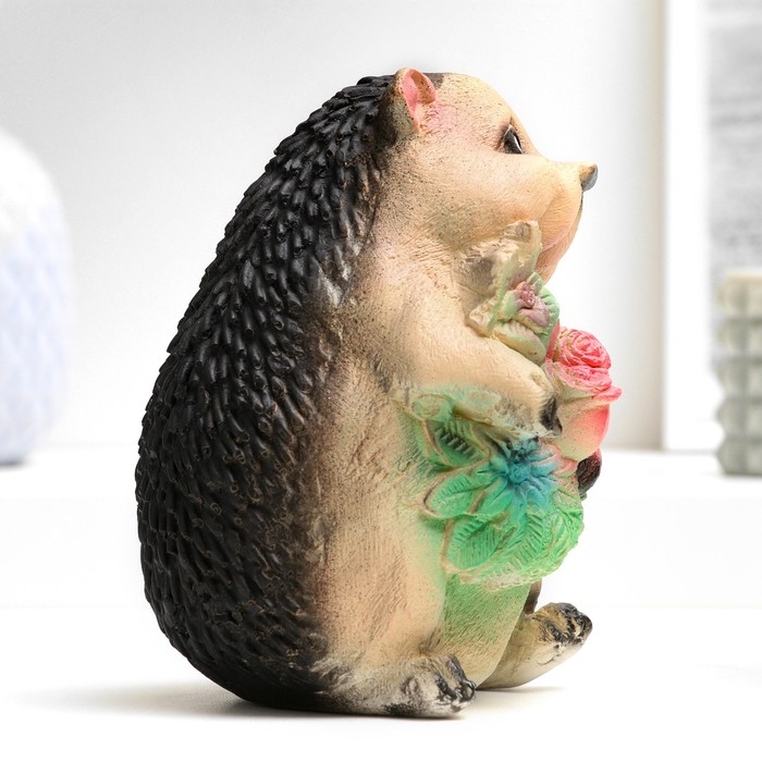 Копилка для денег «Ёжик с цветами», гипс, 11×11×15 см Копилка для денег «Ёжик с цветами», гипс, 11×11×15 см