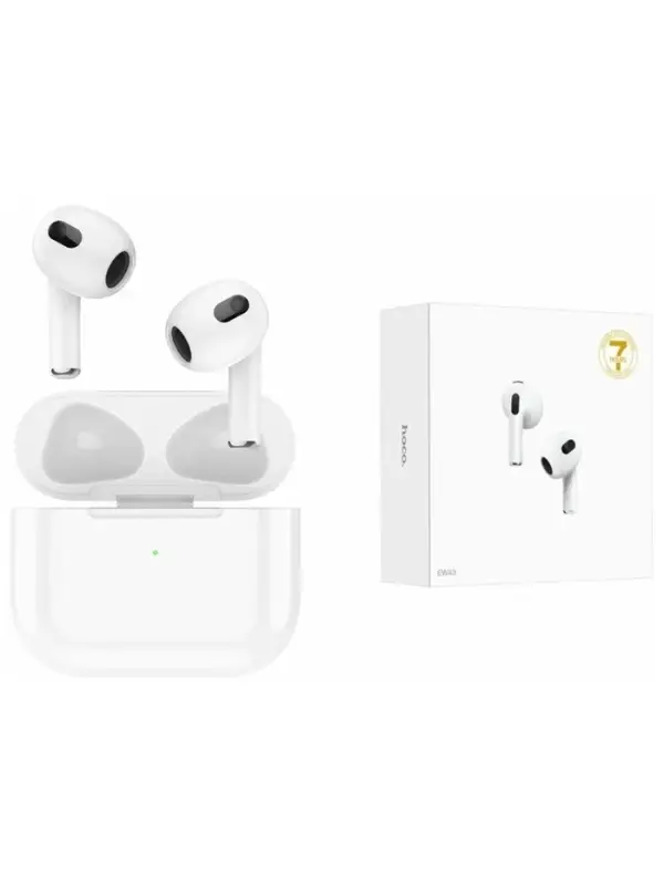 Наушники беспроводные Hoco EW43, TWS, вкладыши, Bluetooth 5.3, 40/300 мАч, белые