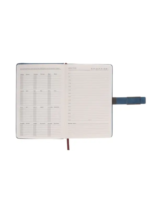 Ежедневник недатированный формат А5, с хлястиком, 112л, линия, пвх, Синий Ежедневник недатированный формат А5, с хлястиком, 112л, линия, пвх, Синий