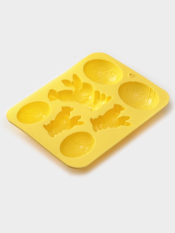 Форма для выпечки Доляна «Пасха», силикон, 7 ячеек, 18,5×14,5×2,5 см, жёлтая Форма для выпечки Доляна «Пасха», силикон, 7 ячеек, 18,5×14,5×2,5 см, жёлтая