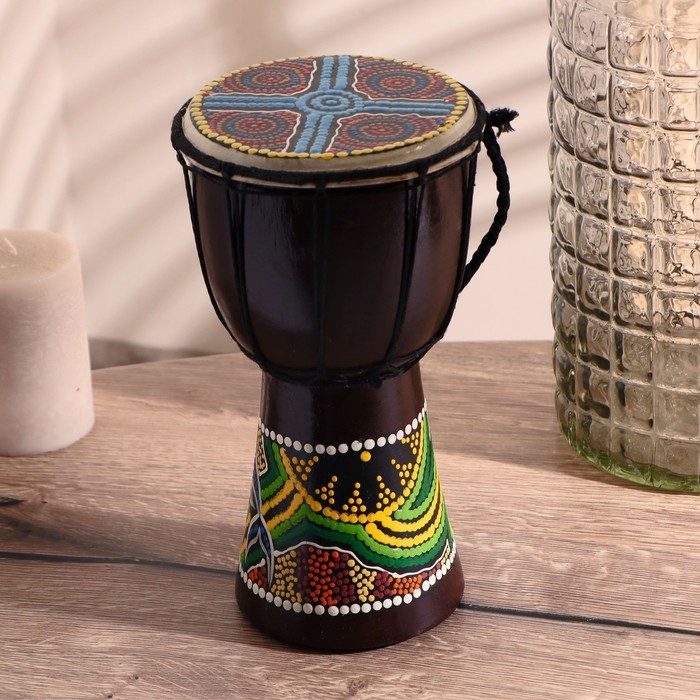Сувенирный музыкальный инструмент Сувенирный музыкальный инструмент "Барабан Джембе Разноцветный" 13x13x24 см, МИКС