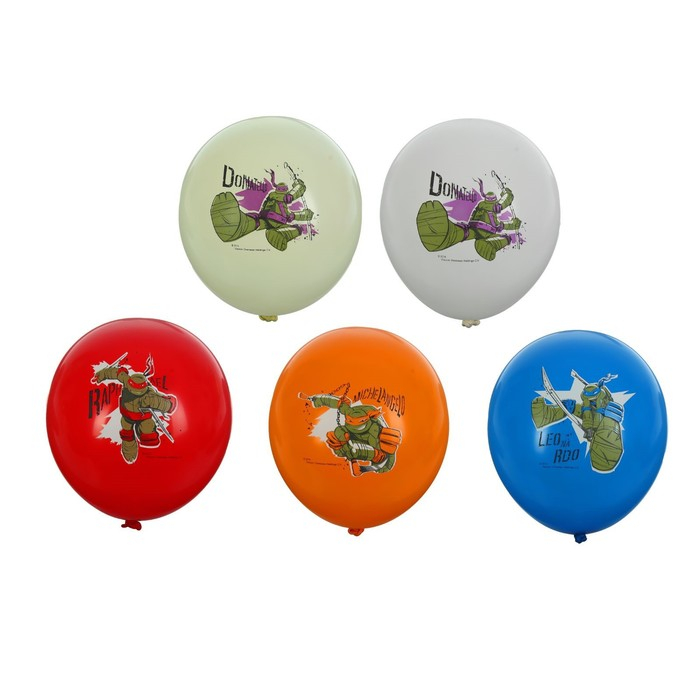 Шар латексный 14 Шар латексный 14" «Черепашки-Ниндзя», пастель, шёлк, 2 ст., набор 25 шт. МИКС