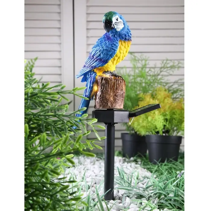 Садовый светильник &laquo;Синий Ара&raquo;, уличный, на солнечной батарее, 45 см, 1 LED, свечение тёплое белое