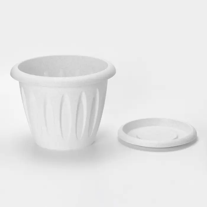 Горшок для цветов с поддоном &laquo;Фелиция&raquo;, 10.4 л, d=31.9 см, h=24.5 см, пластиковый, цвет мраморный