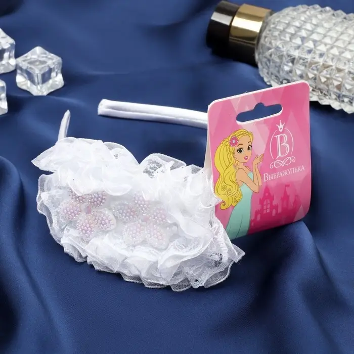 Ободок для волос «Малышка», пышность цветки, 0.9 см, белый Ободок для волос «Малышка», пышность цветки, 0.9 см, белый