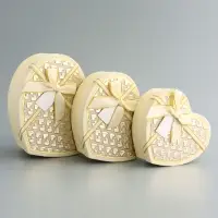 Набор подарочных коробок 3 в 1 сердца, кремовый, 22&times;20&times;9; 18.5&times;17&times;7.5; 16&times;14&times;6 см